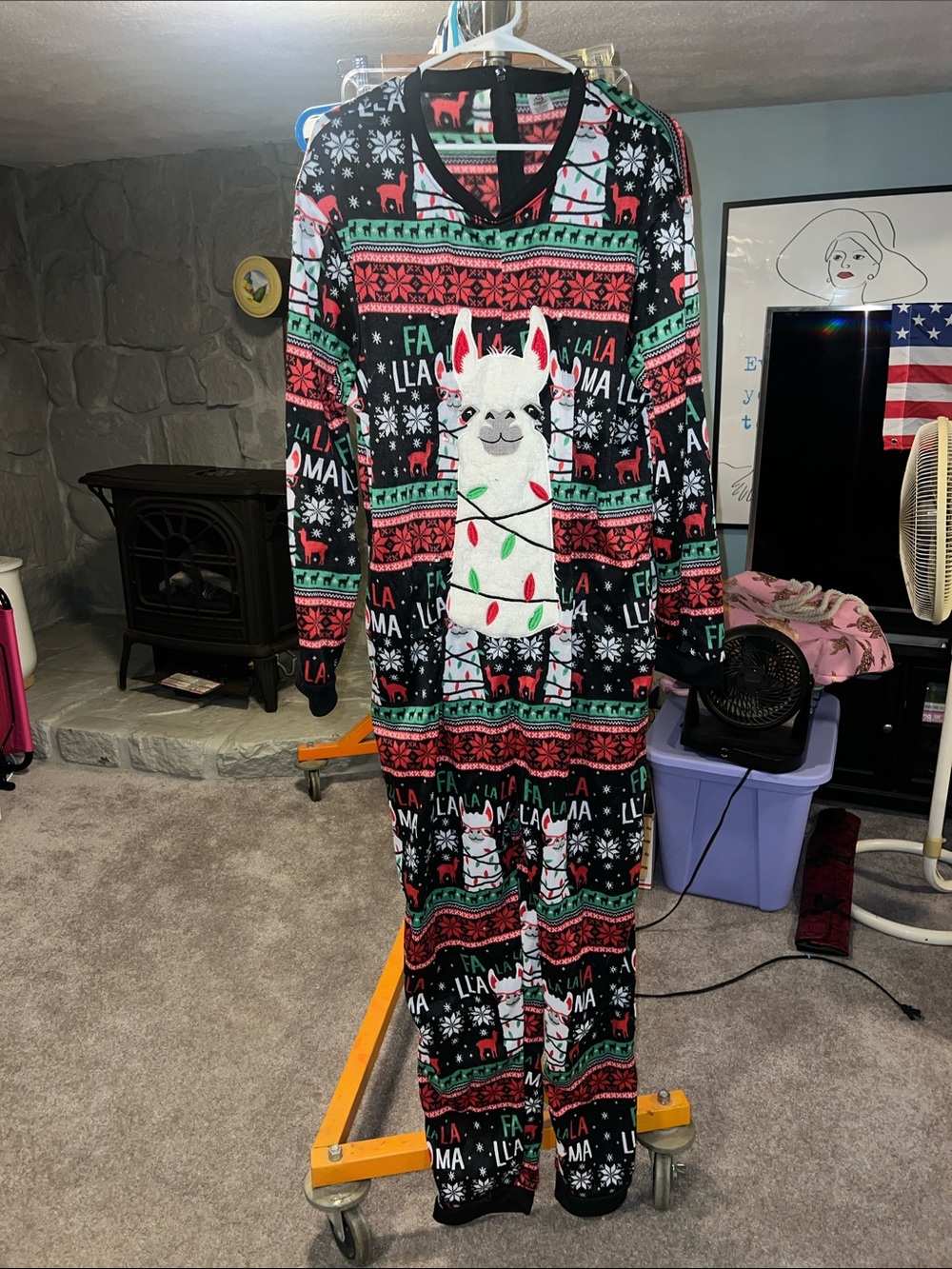 Adult Llama Christmas Pajamas - Black/Red/Green